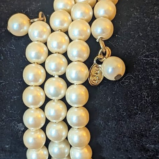 Vintage Monet Classic Timeless Faux Pearl Wire Coil Wrap Bracelet