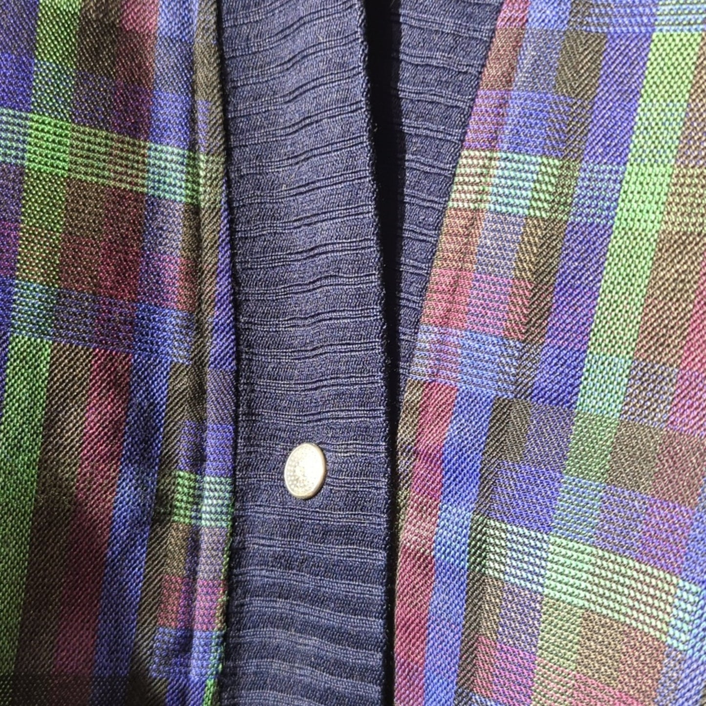 Bo Sung Plaid Snap Front Ribbed Placket, Hem, and Cuff Jacket Women's Sz XL
