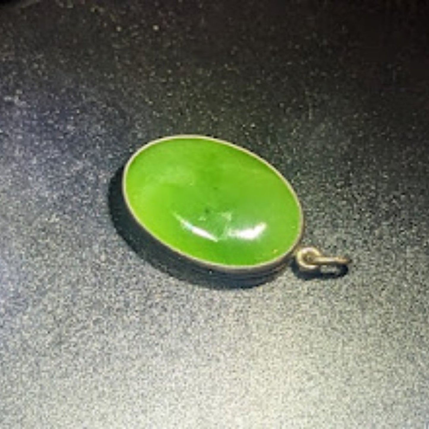 Glowing Green Stone Bezel Set in Sterling Silver & 925 Sterling Silver 20" Chain