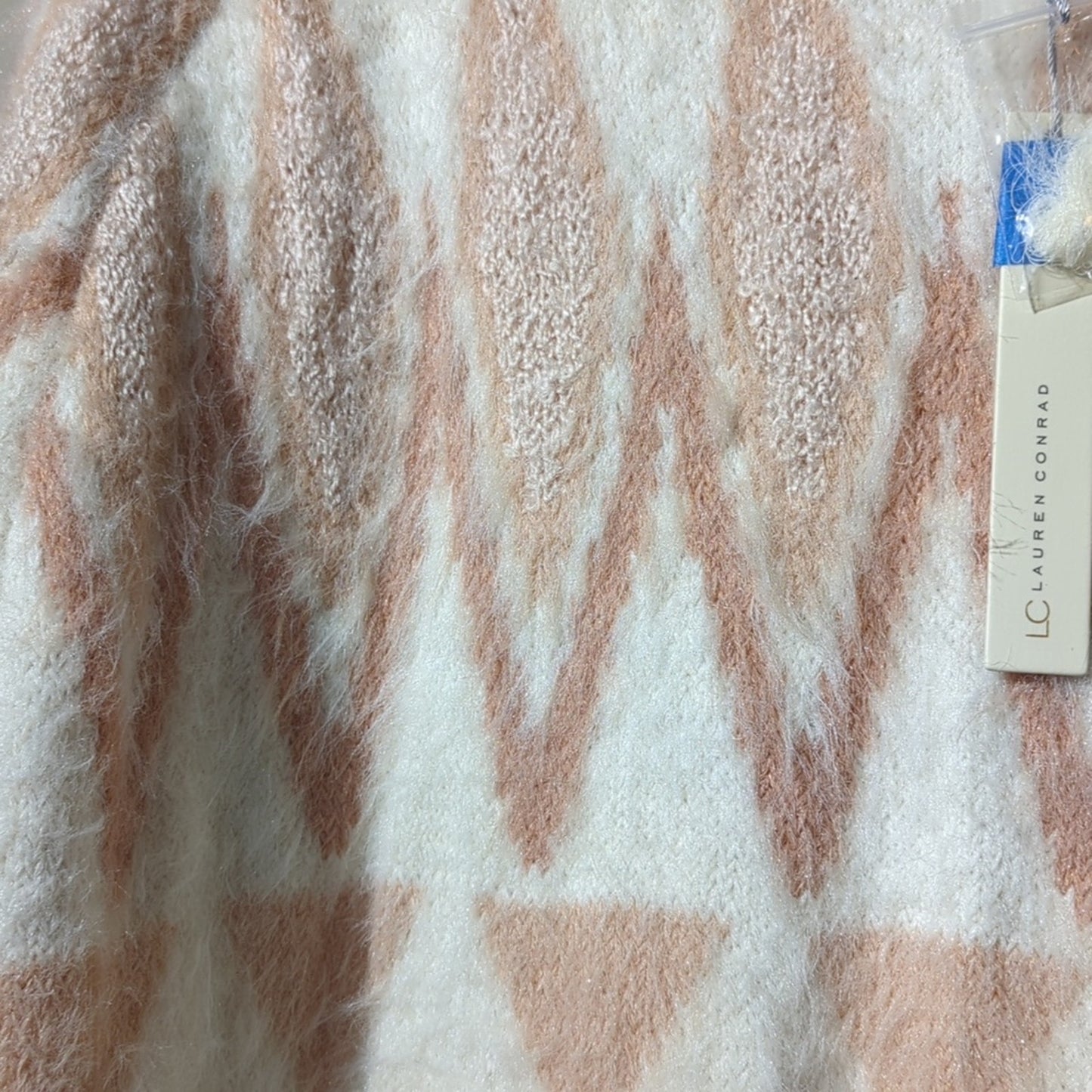 Lauren Conrad NWT Fuzzy 'Gardenia' Sweater Peach/Salmon/Cream Women's Size XL