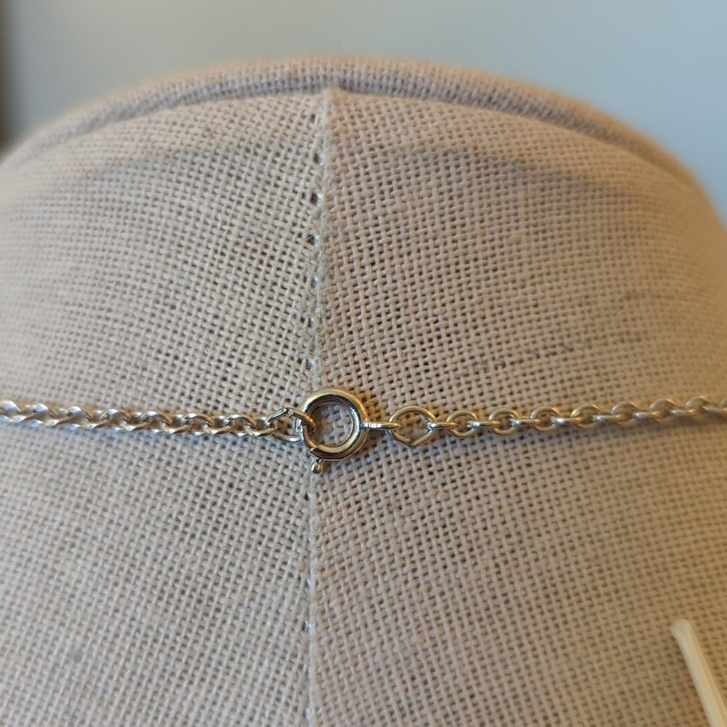 Vintage Faceted Glass Teardrop Sterling Silver Pendant on Silver Tone 18" Chain