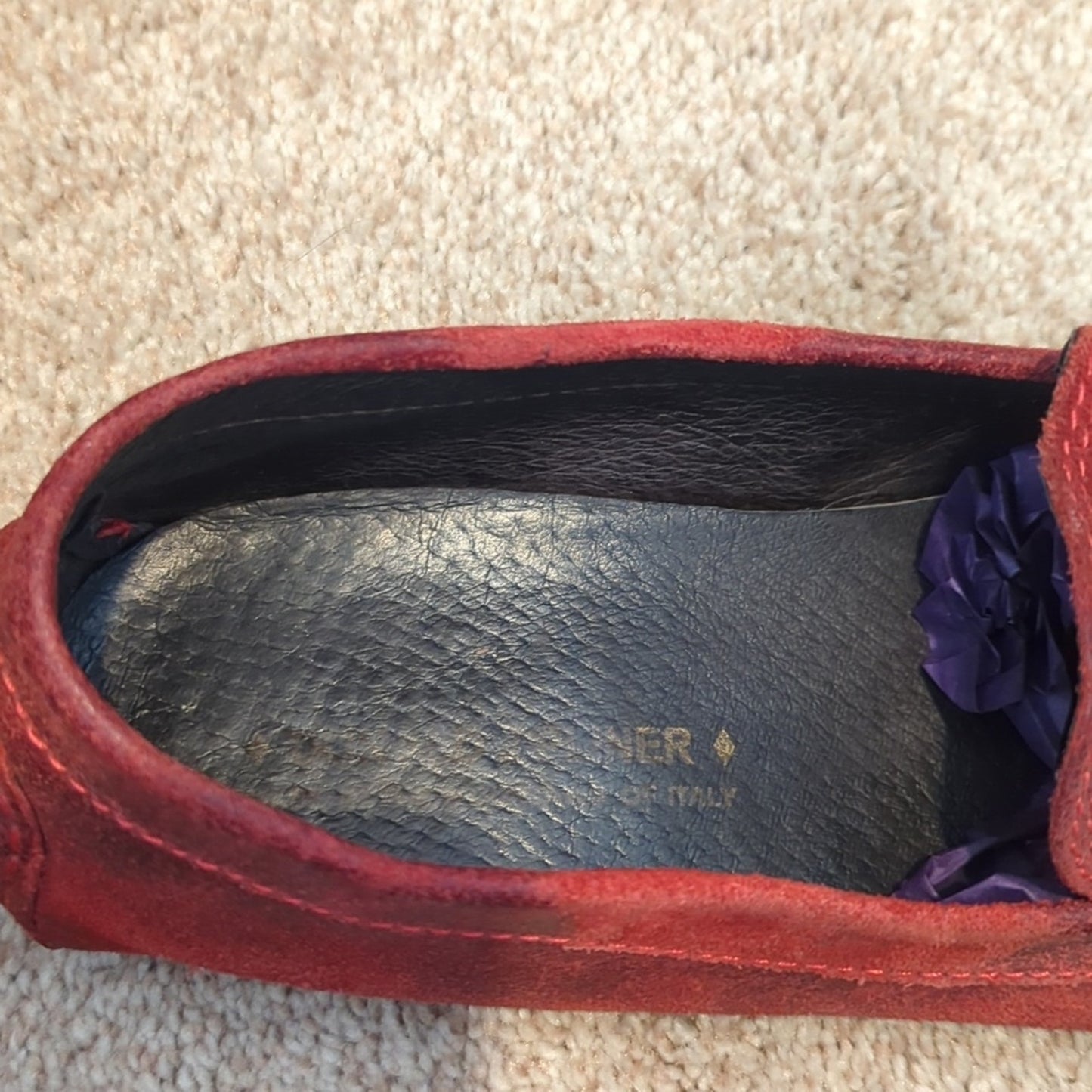 Donald J. Pliner Made in Italy Vesta Red Distressed Driving Mocassins Size 6.5