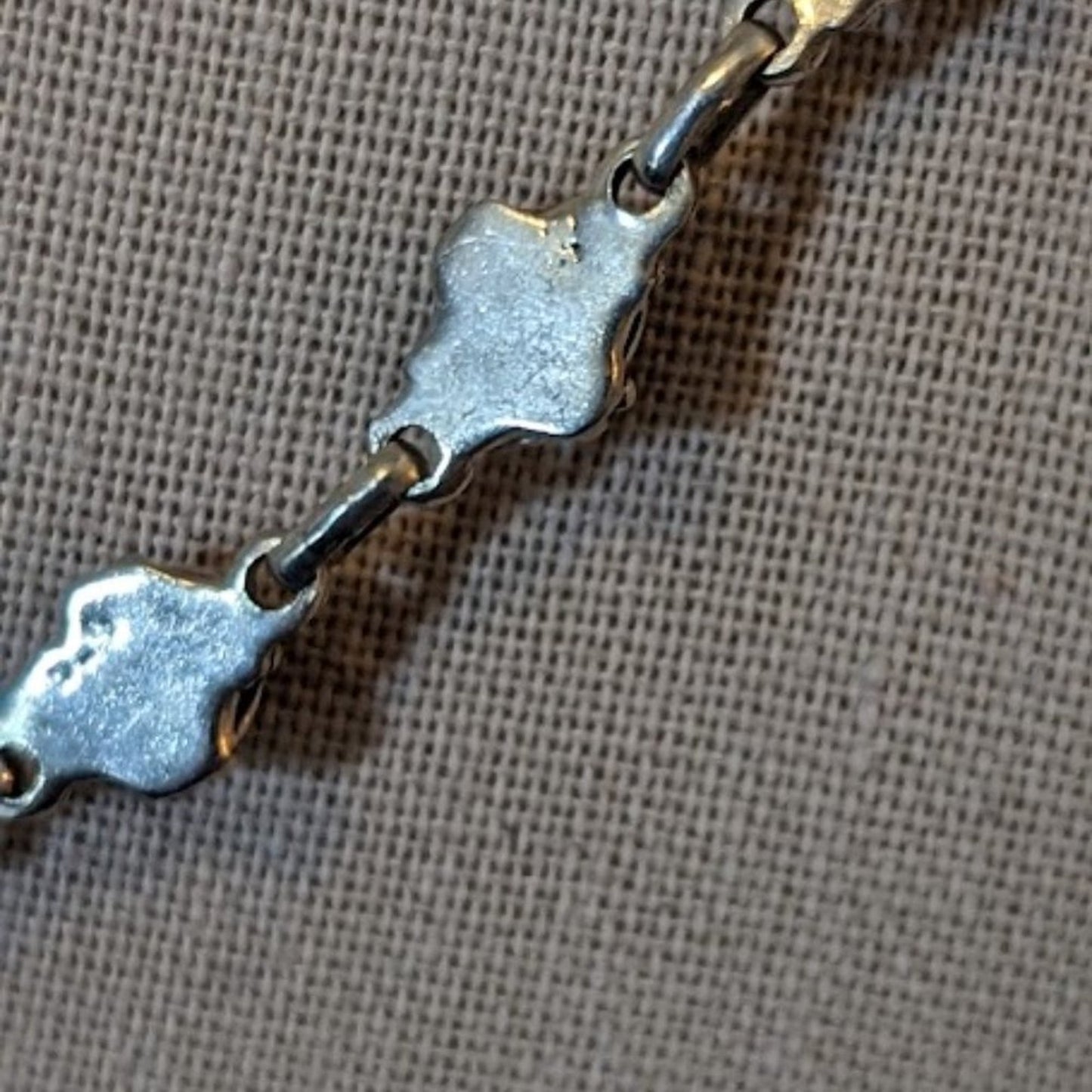 Vtg Silver Tone Bezel Set Blue Glass/Moonstone Cabochon Dangle Necklace