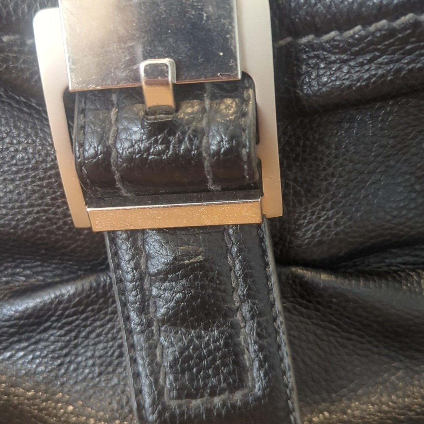 Clark's Brown Soft Pebbled Leather Buckle Magnetic Closure Shoulder Bag