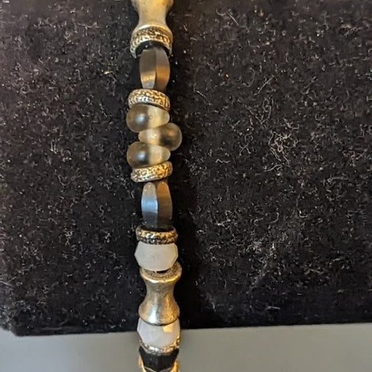 Alex & Ani Black Beaded Silver Bracelet