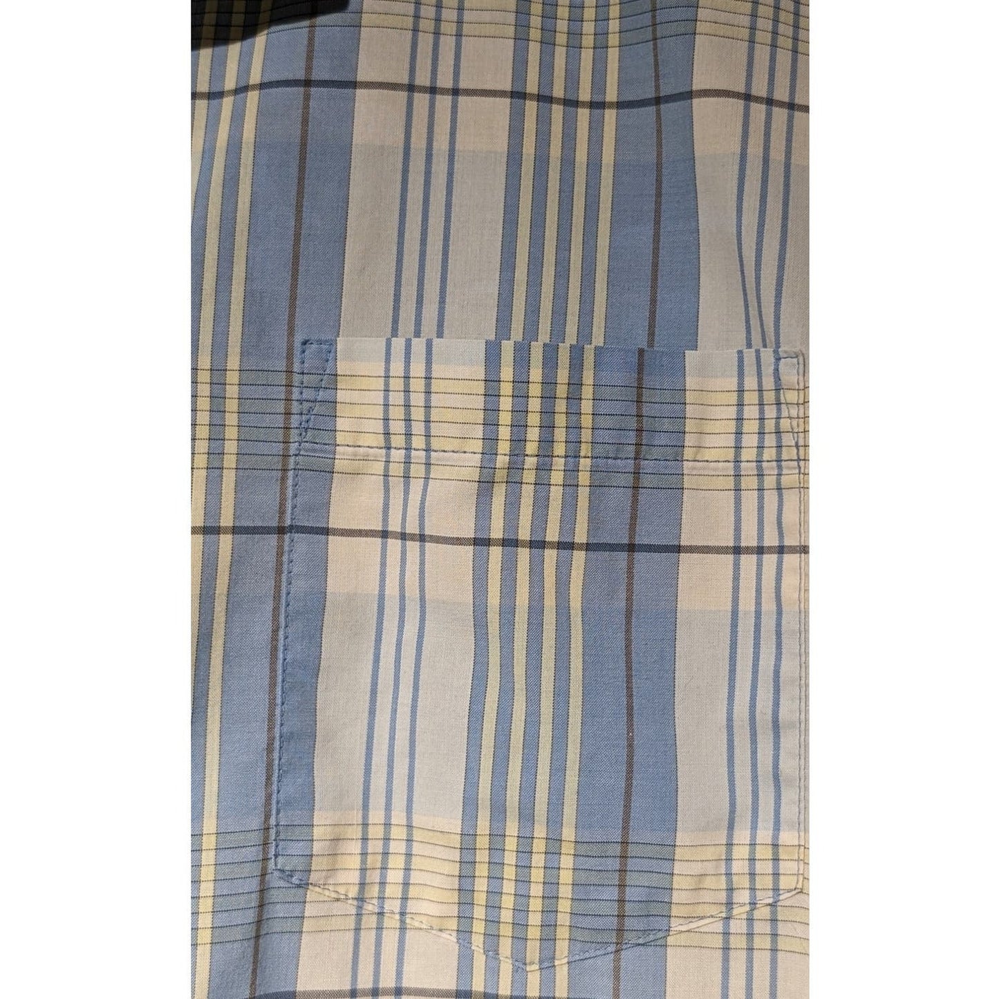 Patagonia Organic Cotton Light Blue Plaid Short Sleeve Button Up Shirt Mens Sz L