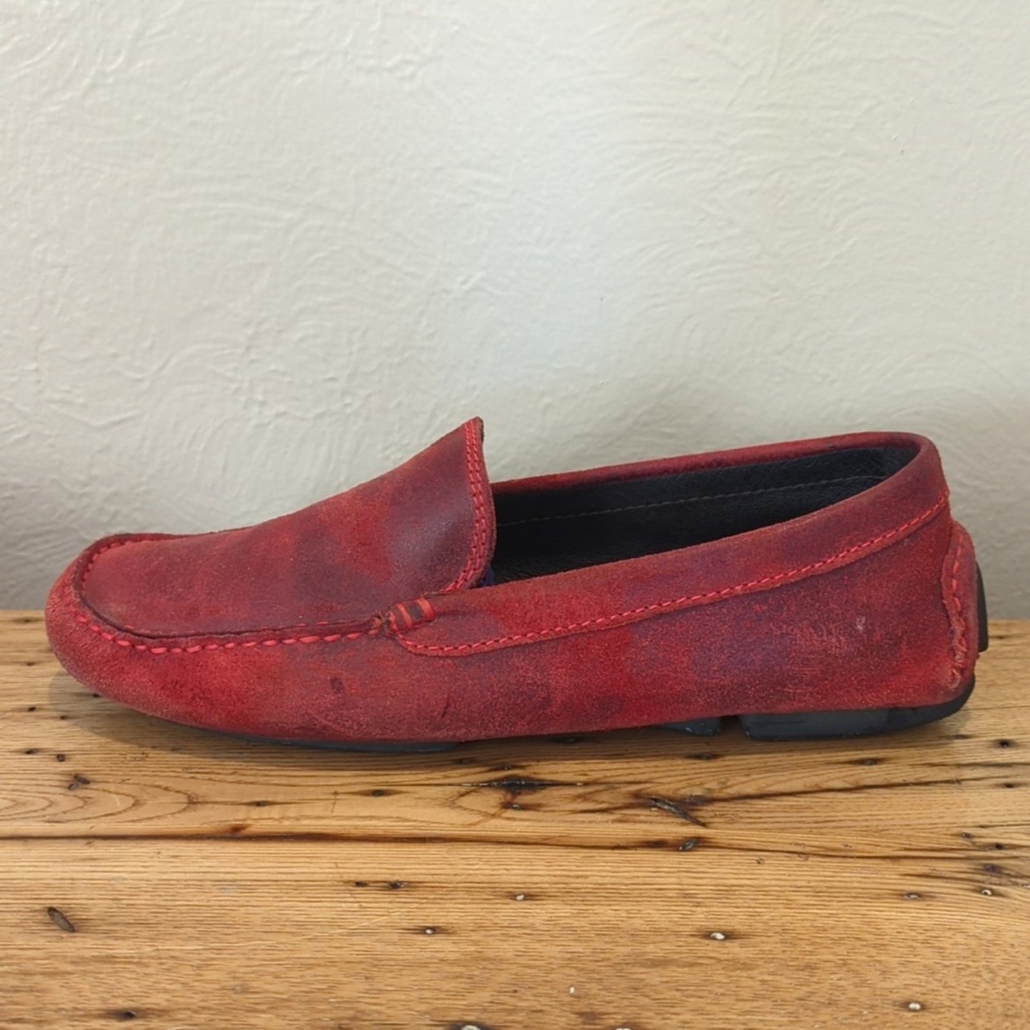 Donald J. Pliner Made in Italy Vesta Red Distressed Driving Mocassins Size 6.5