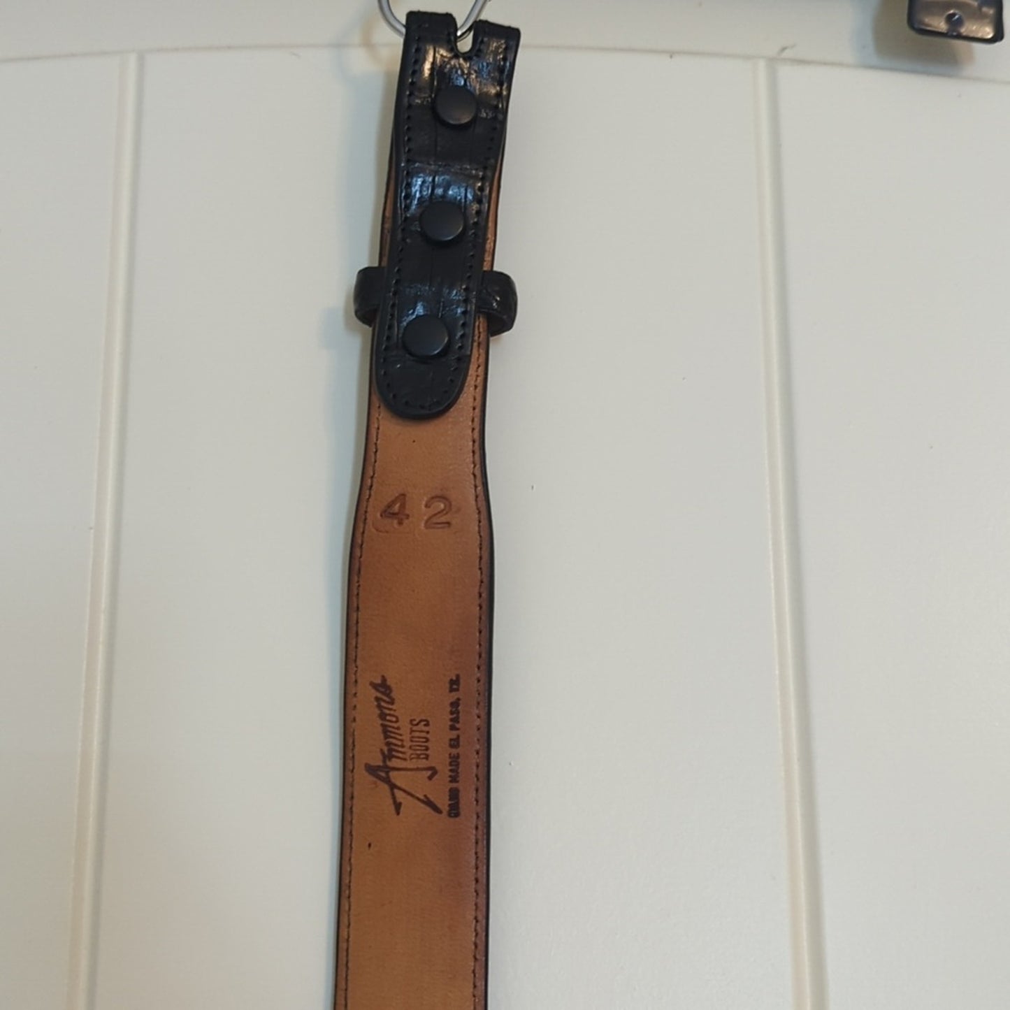 Rodney Ammons One of a Kind Custom Hand Made Black Alligator Belt Men's Sz 42.