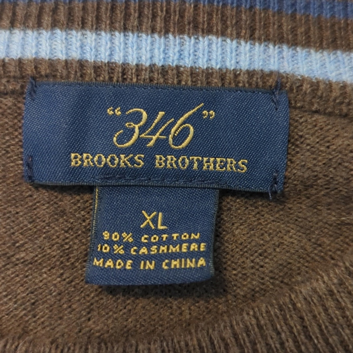 Brooks Brothers 346 Brown Cotton/Cashmere Blend Crewneck Sweater Men's XLize XL