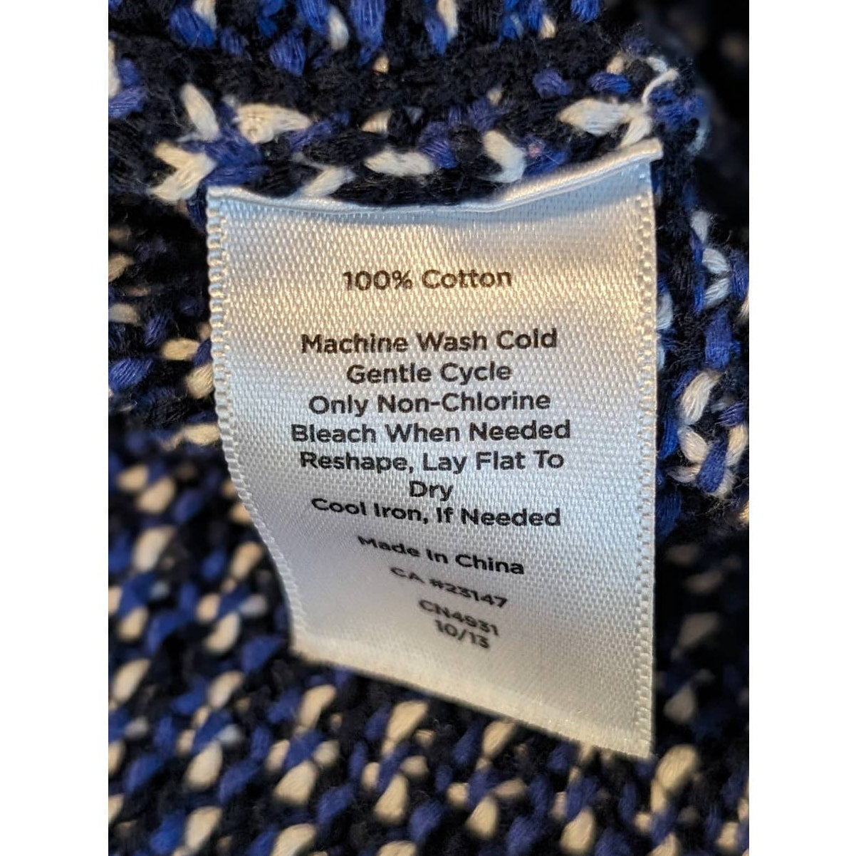 Talbots Navy Cotton Knit Crew Neck Long Sleeve Sweater Womens Petite Sz M