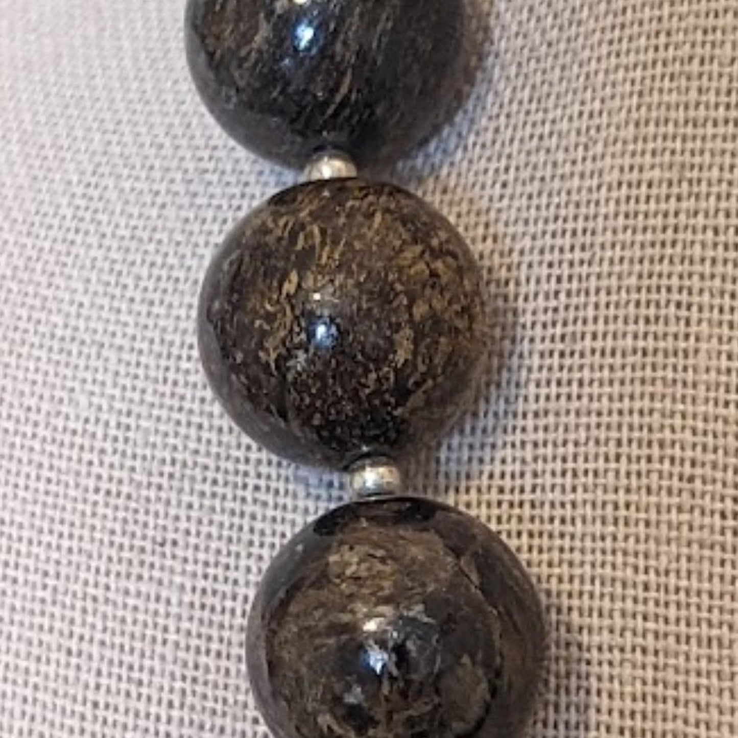 SILPADA Retired Bronzite and Sterling Silver Bead Necklace