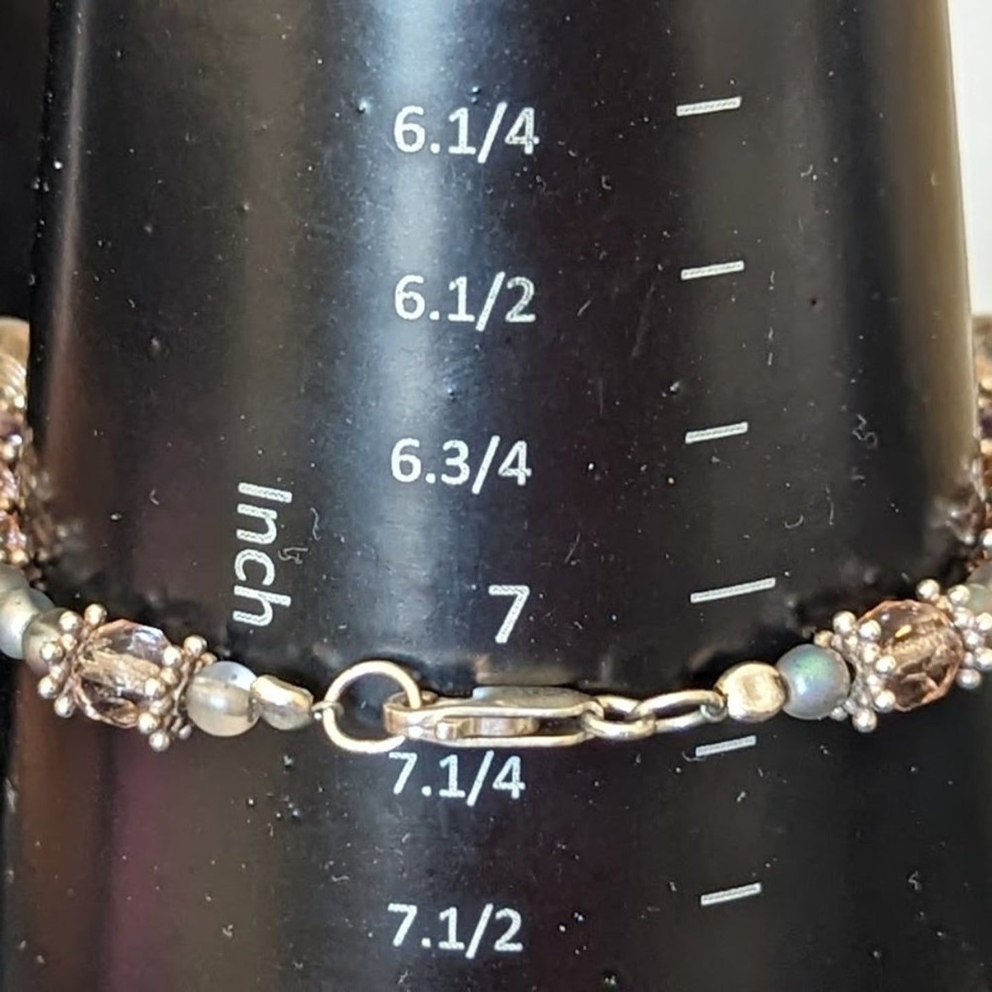 925 Sterling Silver 'Champagne Bubbles' Glass Crystal Bead Bracelet