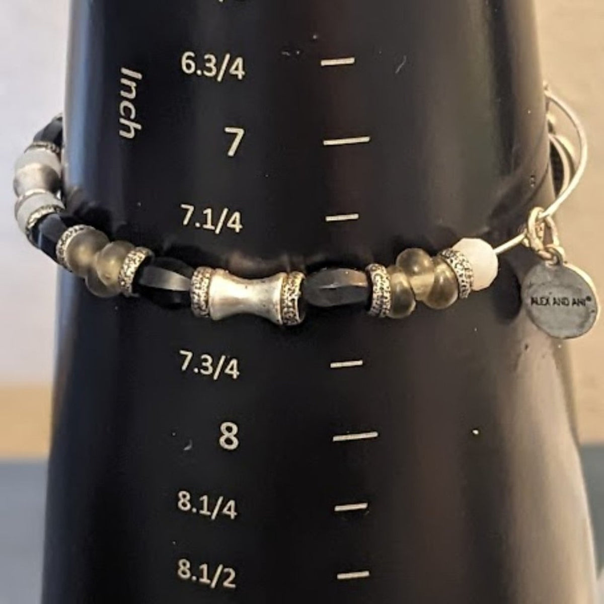 Alex & Ani Black Beaded Silver Bracelet