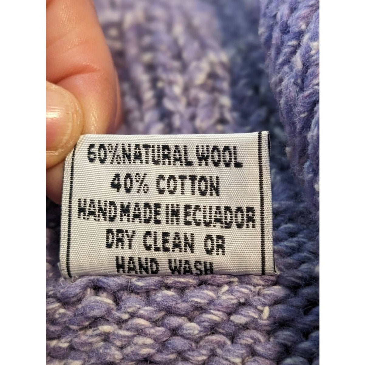Bolivian Imports by Lucy Lavender Hand Knit Cardigan Sweater Women's Sz S