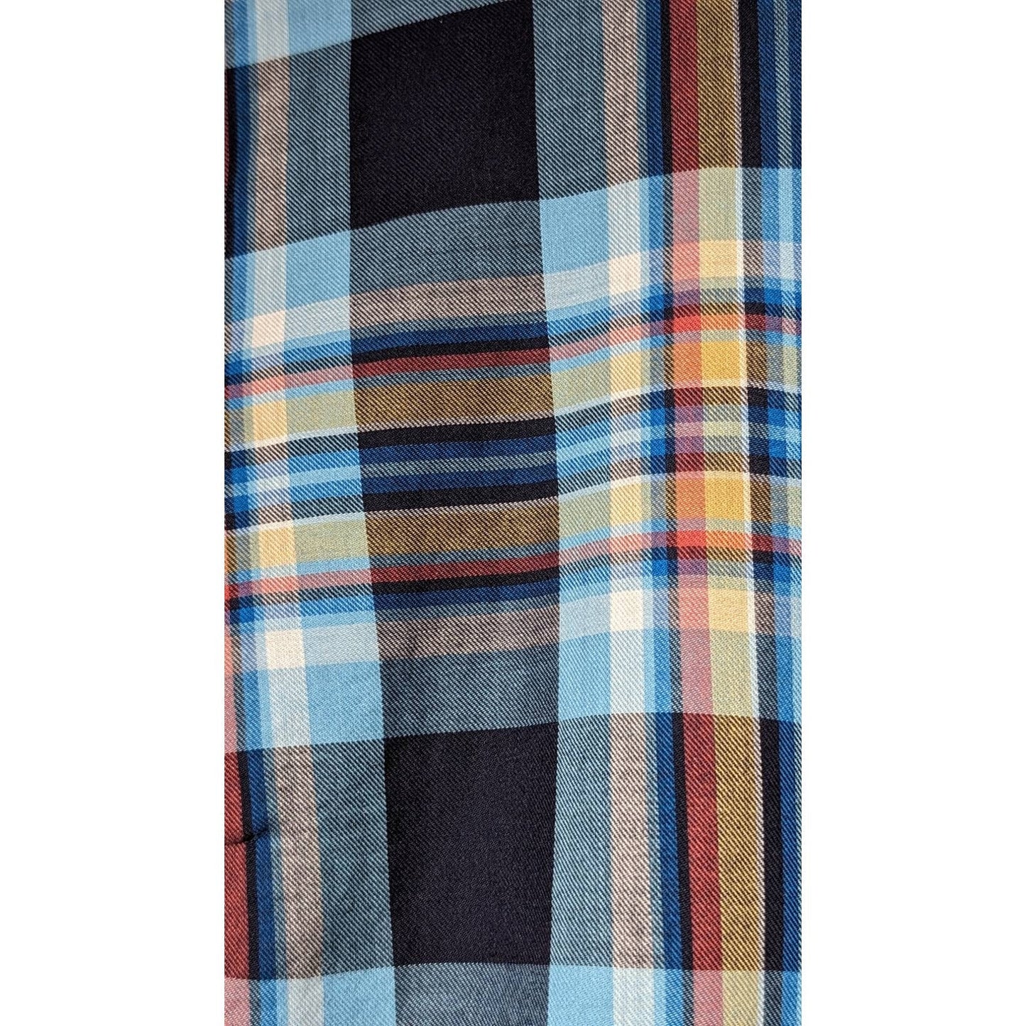 Talbot's Cotton Blue Plaid Button Up Roll Tab Sleeve Shirt Women's Size L