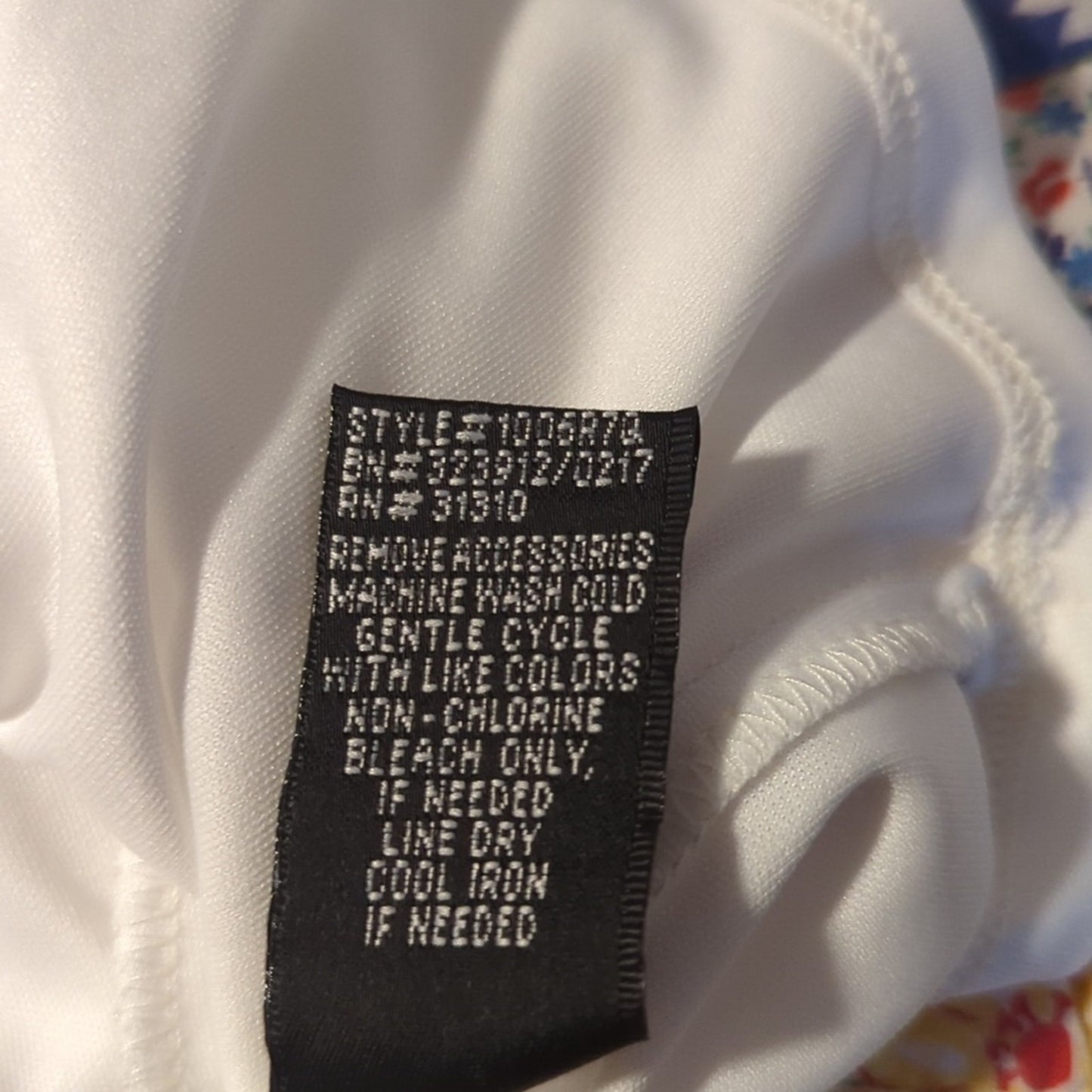 BCX Front Ruffle V Neck Cut Out Back Flowy Lined White Blouse Women's Sz M