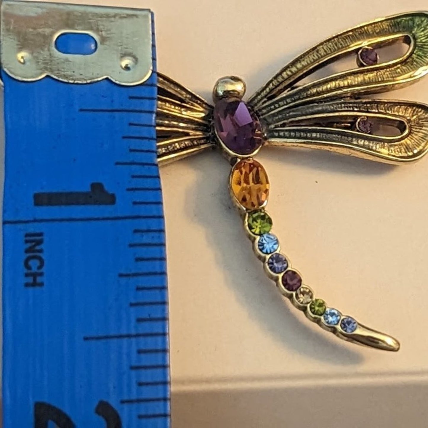Vintage Monet Dragonfly Crystal Brooch New in Box