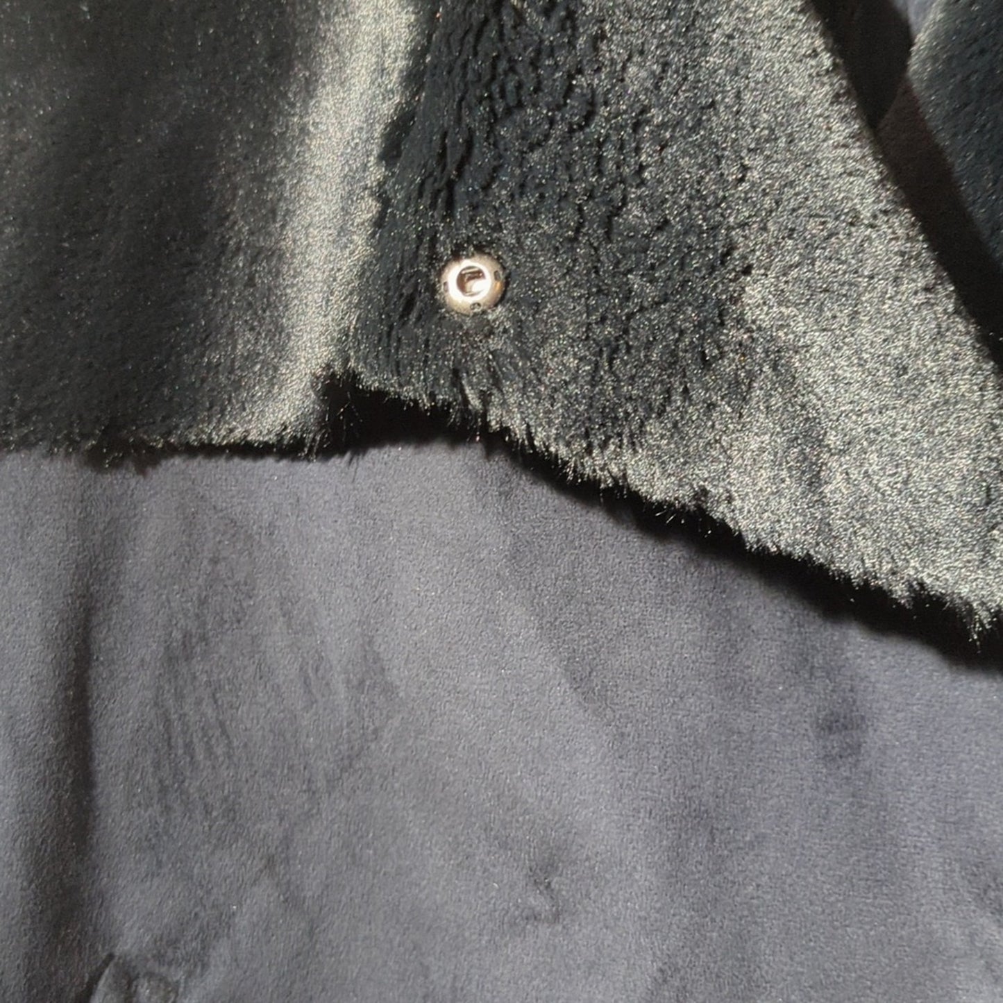 Lauren Ralph Lauren Women's Black Faux Suede/Fur Slant Pocket Vest Size L
